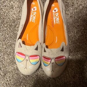 Skechers BOBS Slip-On Flats in Tan and Orange